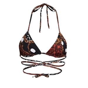 Inamorata Las Olas Burgundy Leopard Link Design Neptune Triangle Halter Top Med